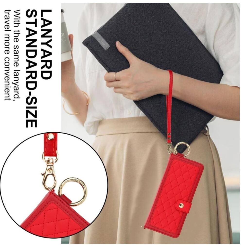 Asuwish Galaxy Z Fold 7 Crossbody Wallet Case RFID S Pen Holder Card Slots Red